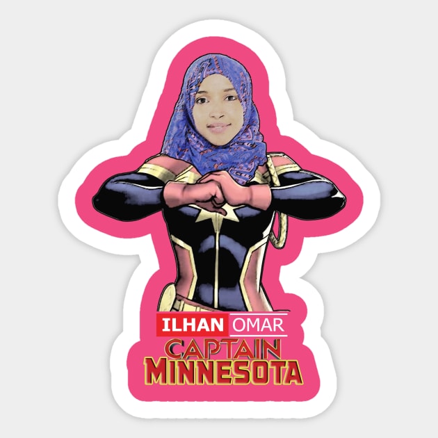 Ilhan Omar Captain Minnesota Sticker by iQdesign